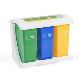 Ecoponto Branco Sistema 3 Compartimentos c/Pedal 3×27,5L (REF:785)