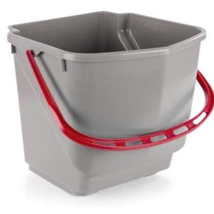 Balde p/carro limpeza 25L Cinza c/ Aro Vermelho