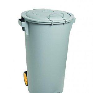 Balde Redondo 80L Cinza c/Pedal e Rodas (REF:789)