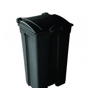 Balde Retangular Preto c/Pedal e Rodas 85L (REF:771)